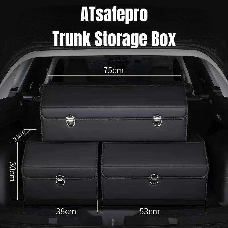 ATsafepro 65L Organizer Trunk Box Storage และทําความสะอาดอุปกรณ์ภายในรถอุปกรณ์เสริมสําหรับรถยนต์