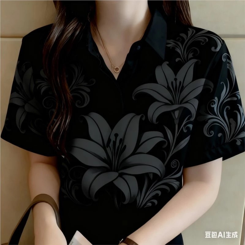 เสื้อแขนสั้นผู้หญิง โอเวอร์ไซส์ ลายดอกไม้ฮาวาย thumbnail 4