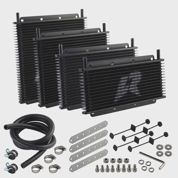 Universal 32 Row Transmission Oil Cooler Kit 11"x10"x0.75" (280x254x19mm) inlet/outlet 9.6mm 3/8" B