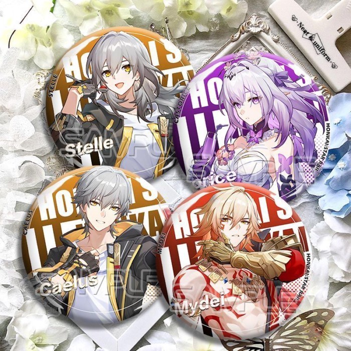 Honkai Star Rail Badge Stelle Caelus Castorice Mydei Tinplate เกมกระเป๋าเป้สะพายหลังตกแต่งสะสม