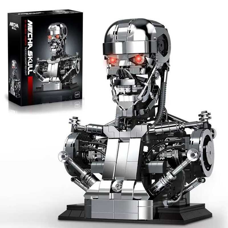 ull Skeleton Robot Building Blocks Movie T800 Bust Figures Model Desop Ornament Construction Bricks