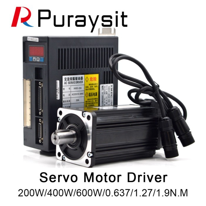 Puraysit Servo Motor kits 200W 400W 600W AASD 15A 60ST-M00630 60ST-M01330 60ST-M01930 0.637N.M 1.27