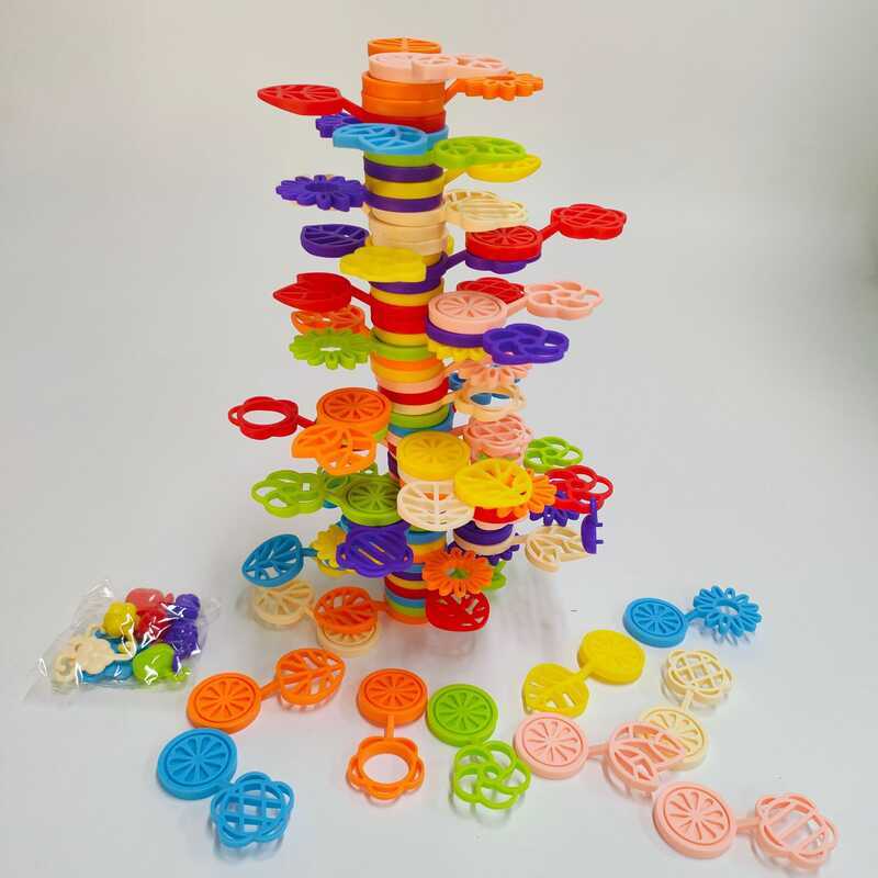 ของเล่นเพื่อการศึกษาอาคาร Jenga Building Block Flower Balance DIY Jenga Tree Parent-Child Inter