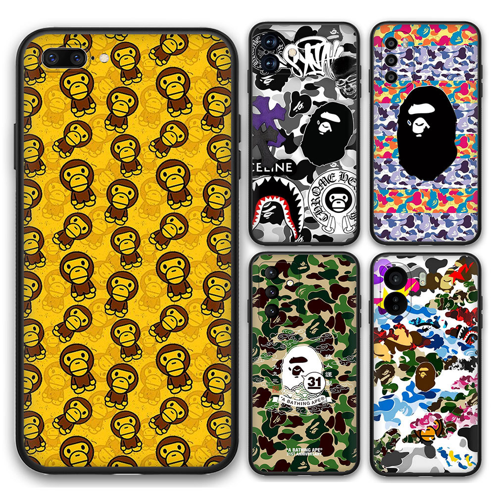 Samsung Galaxy A51 A52 A52S A53 A54 A71 A72 A73 A41 A42 ซิลิโคนอ่อนนุ่มสีดํา K9C2 Bape Store เคสโทรศ