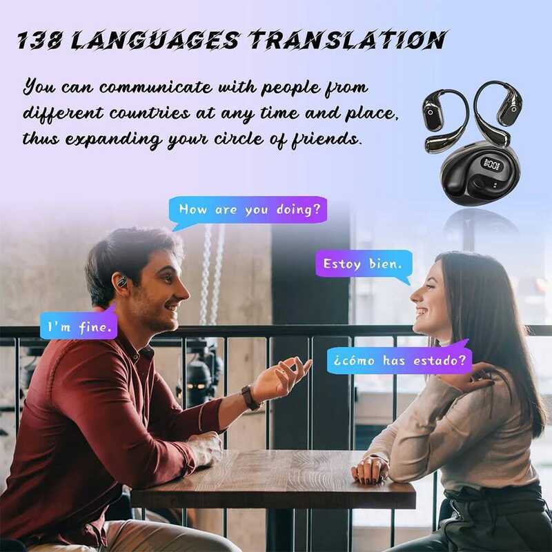 หูฟัง AI 138 Langges รองรับบลูทูธ 5.3 Dev Smart Vo Translator สําหรับการเดินทางเพื่อธุรกิจกีฬา