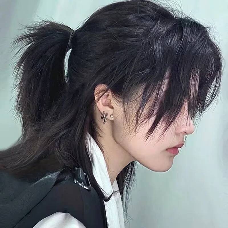 Japan Mullet Cosplay Hair Extensions Synthetic Fashion Handsome Young Wigs Breathable Head Cover Str