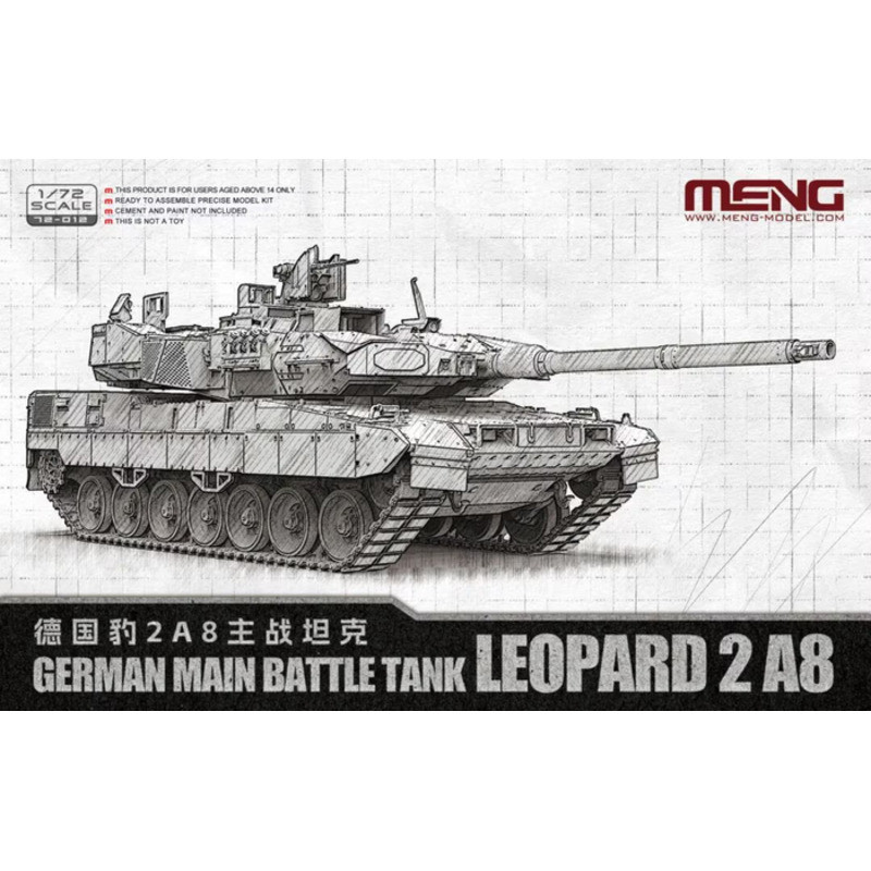 Meng Model 72-012 German main battle tank Leopard2 A8 1/72 Static model kit