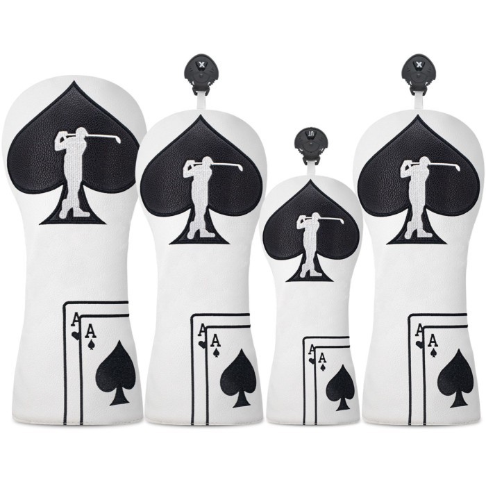 โป๊กเกอร์ Spades Golf Club Cover No. 1 แฟร์เวย์ไม้ Club Head Cover ปักหนัง PU Unisex Club Cover