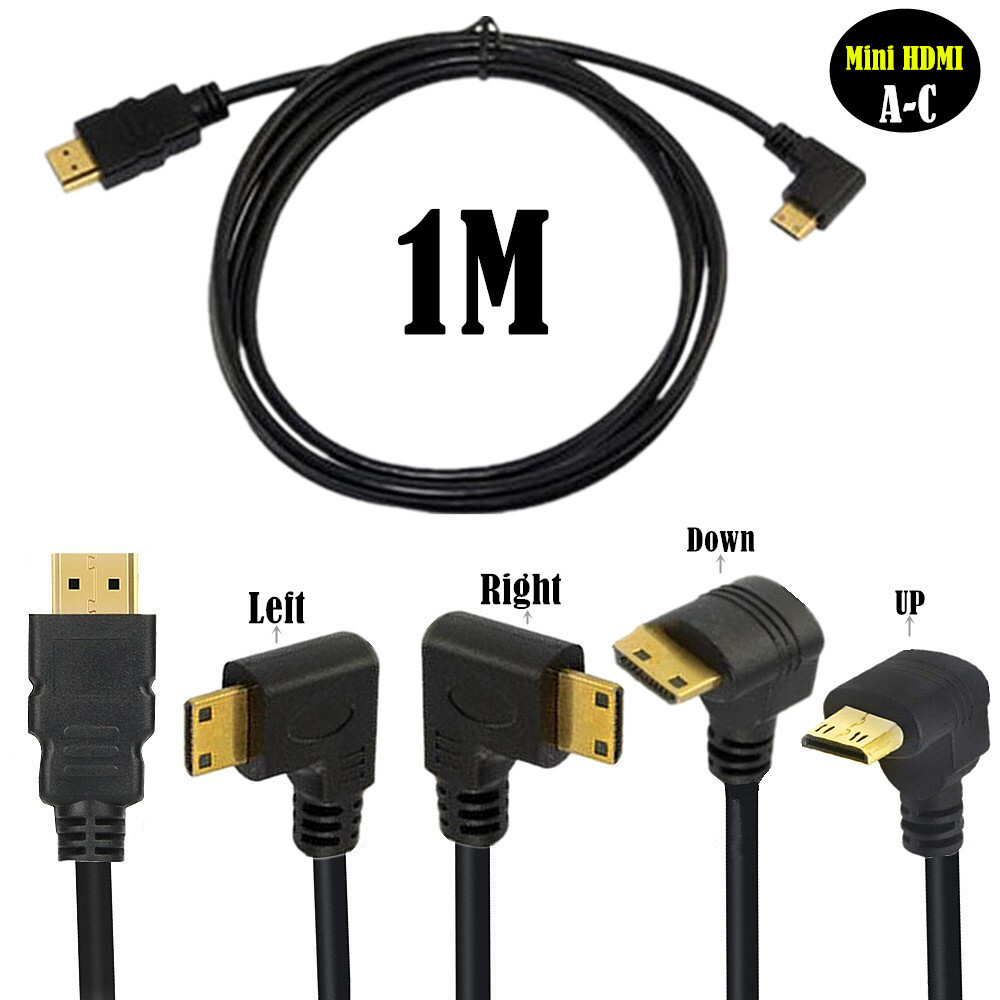 สายวิดีโอ hdmi เป็น mini hdmi mini สาย HDMI สายอะแดปเตอร์ HDMI มาตรฐาน สาย HD สายข้อศอก 90 องศา สายแ