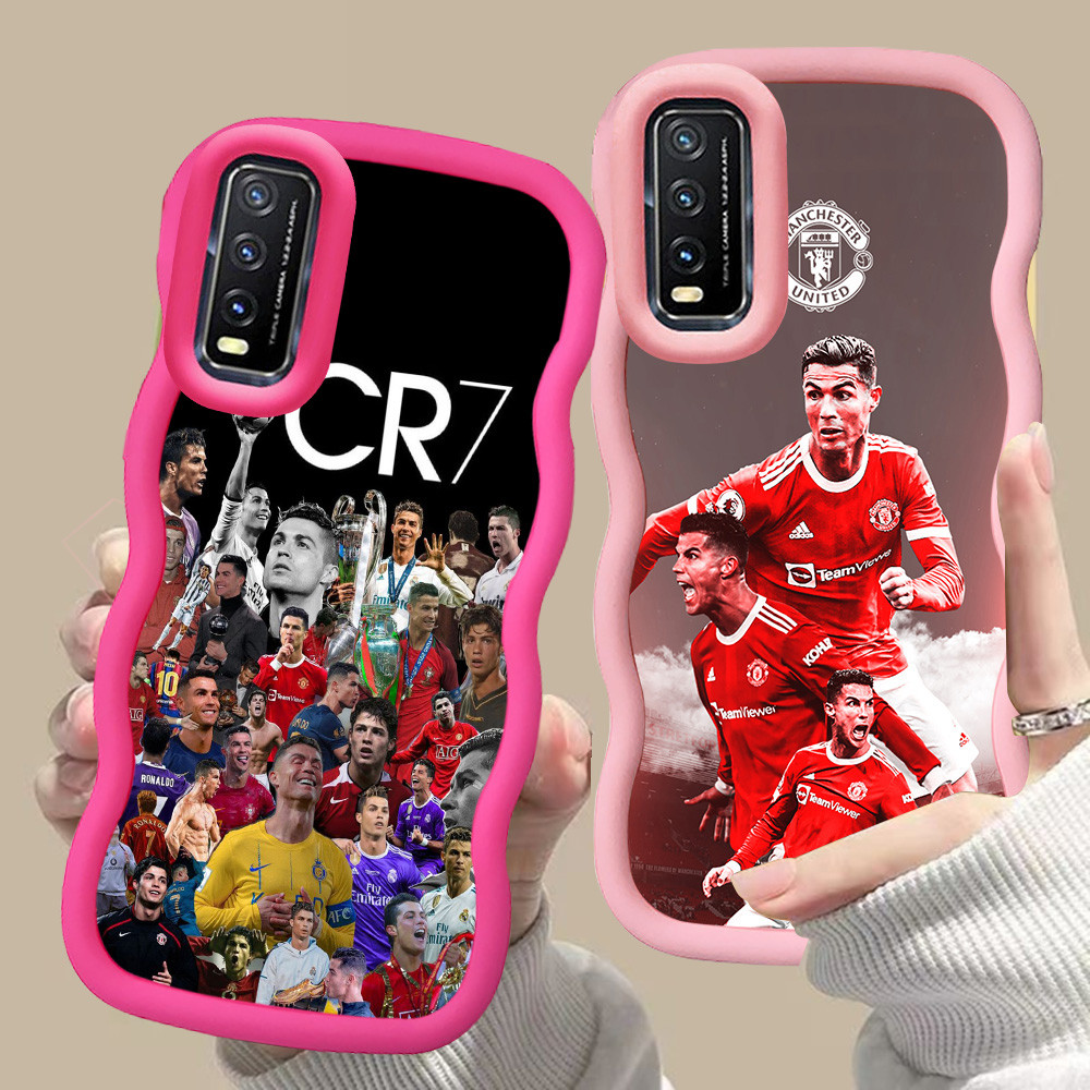 MERAH D-24 CR7 Ronaldo สีชมพูสีแดงปลอกสําหรับ VIVO Y20i Y20t Y20s Y20g Y11s Y20a Y12s Y12a Y20 สีดํา