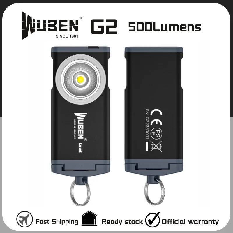 WUBEN G2 Type-C ชาร์จพวงกุญแจ 500Lumens Beam ระยะทาง 47 เมตรแบตเตอรี่ในตัวแม่เหล็กหางไฟฉายขนาดเล็ก