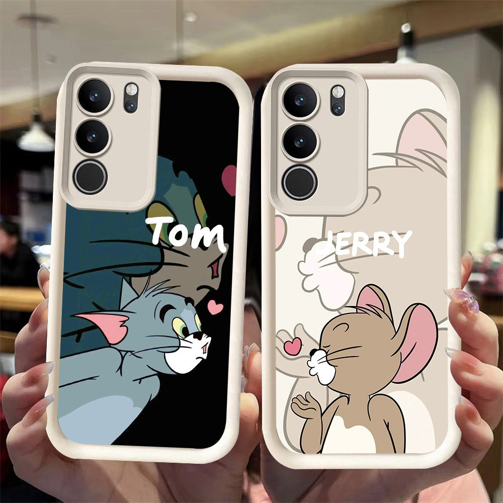 J-6 Love Couple ดำขาวชมพูเคสโทรศัพท์หรับ VIVO Y300t Y21d T4X Y200 Y19S Y29 Pro