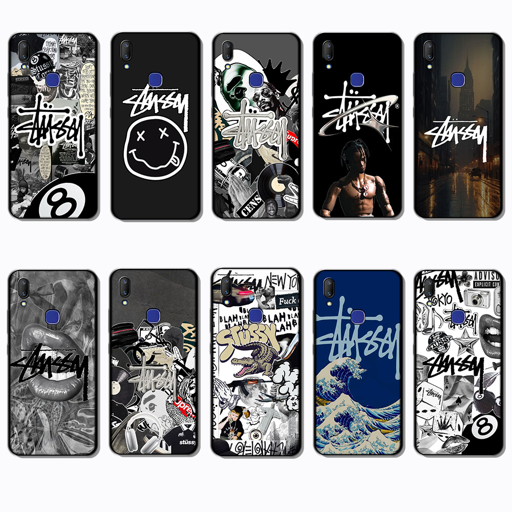 เคสโทรศัพท์สีดําแบบนุ่มสําหรับ Vivo Y31 Y3S Y35 Y36 Y50 Y51 Y55 Y55S Stussy Cover