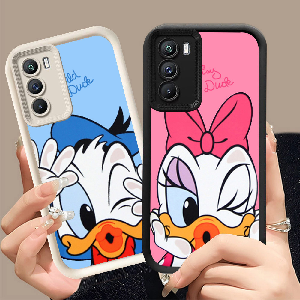 Q-34 Donald Duck ขาวดำเคสโทรศัพท์หรับ Realme C75X C75 14X C73 5G ปกสีชมพู