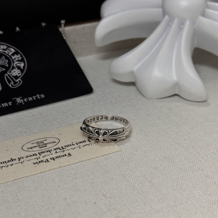 Chrome Hearts Crow Three Musketeers แหวน Cross Ins อินเทรนด์ผู้ชายและผู้หญิงส่วนบุคคลแหวนคู่ Punk Trend