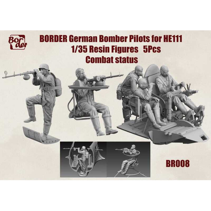 Border Model BR-008 German Bomber Pilots for He111 (5pcs) Combat Status 1/35 Figure