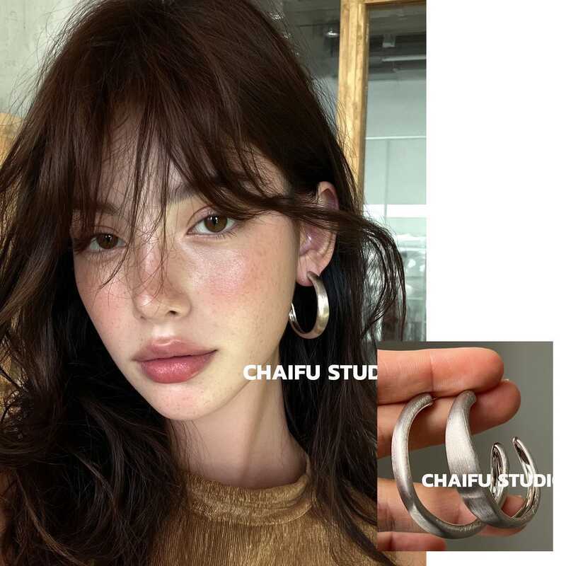 Chaifu Studio/E6 ins ญี่ปุ่นเกาหลี Minimalist All-Match C-Shaped ต่างหูทุกวันต่างหูต่างหู