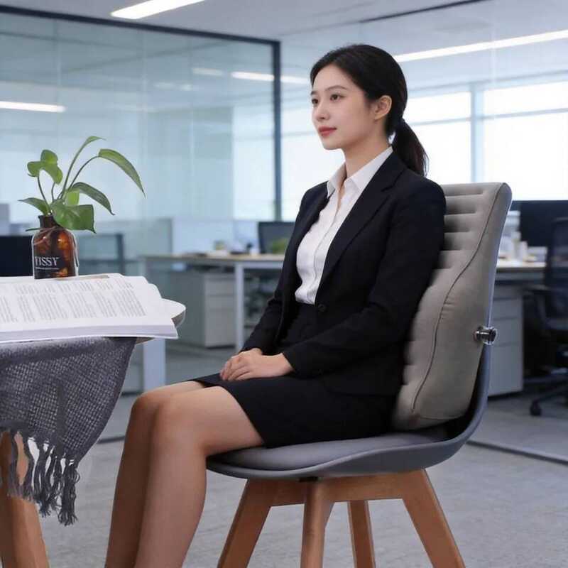Lumber Pillow Waist Port PVC Flocking Inflatable Car Office Lumbar C Cushion Portable Lumbar Pillow