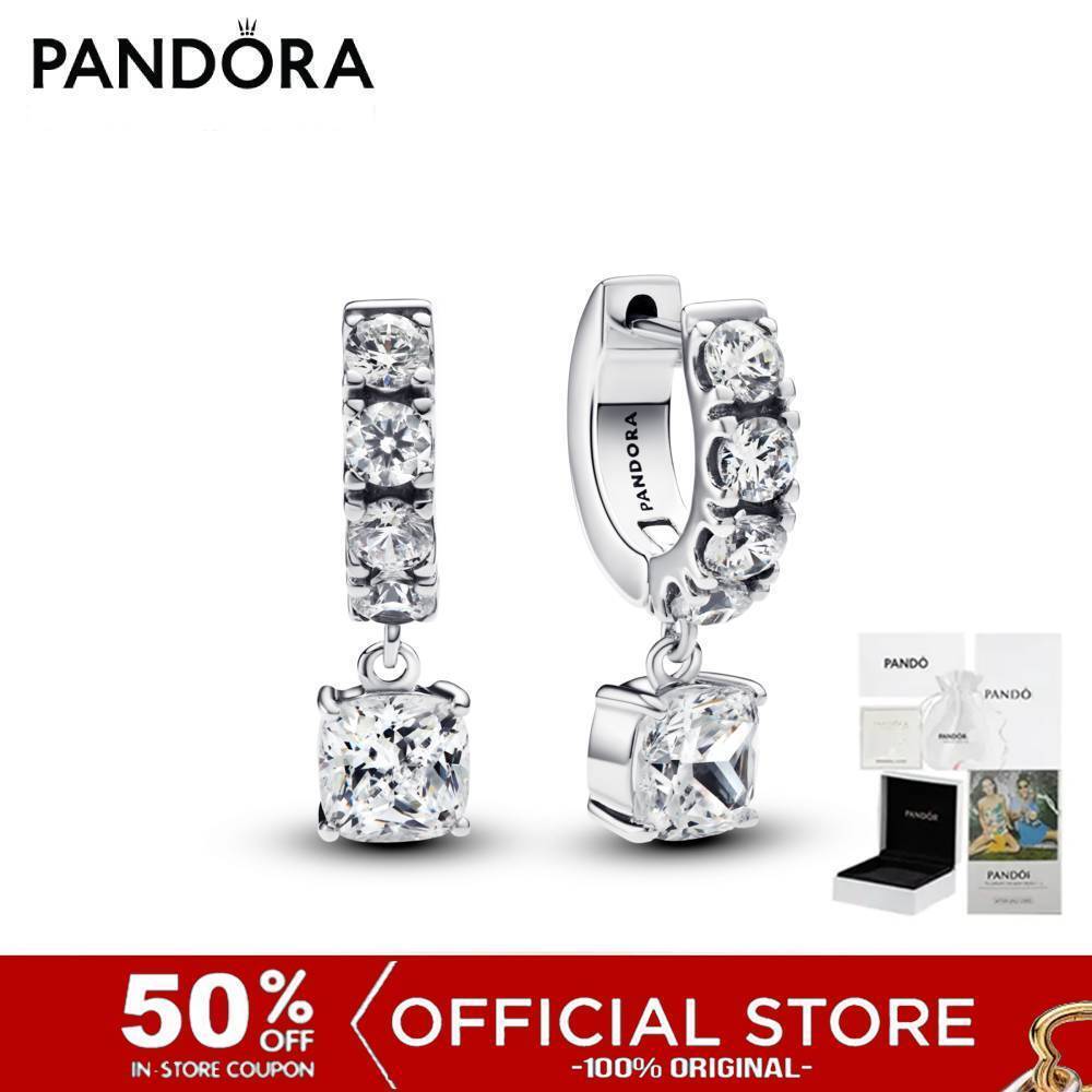(ของแท้100%) Pandora Silver Sterling Silver Hoop Earrings