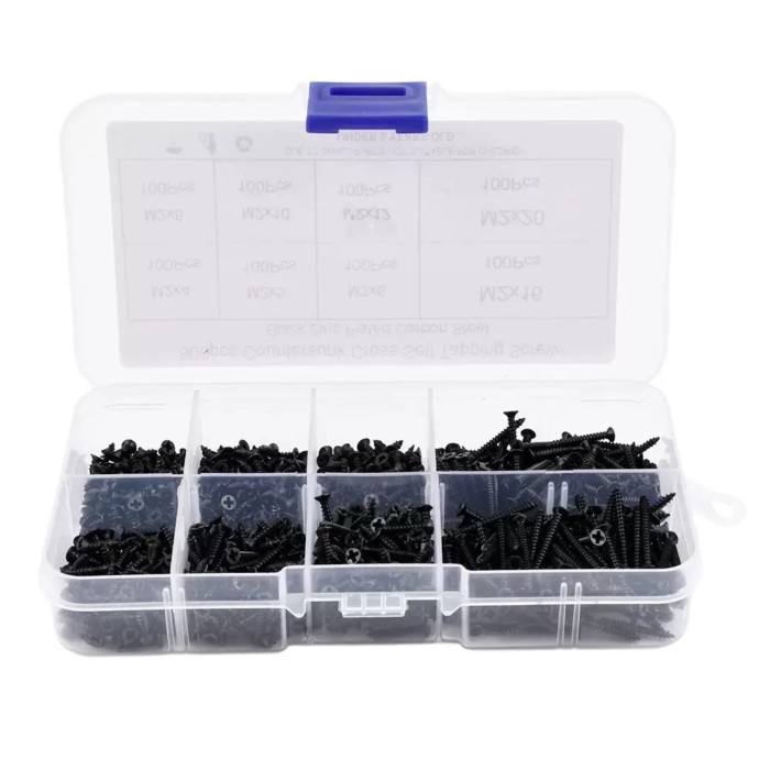 800pcs M2 Black Phillips Self Tapping Screw Assortment Kit, Locking Screws And Wood Screws