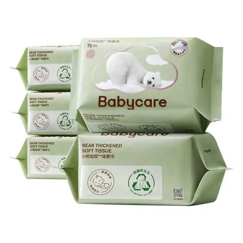 [6 แพ็ค] bacare Bear Soft Wipes Baby Children Baby Special Face Wipes Wet Dry Non-Wet Wipes