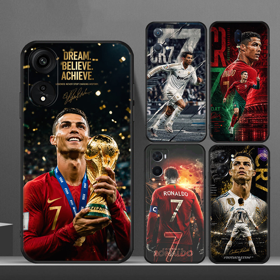 สําหรับ OPPO A57E A58 A58X A59 F1s A60 A74 A76 A77 F3 A78 A79 Cristiano Ronaldo 8Y14 นุ่มสีดํา TPU เ