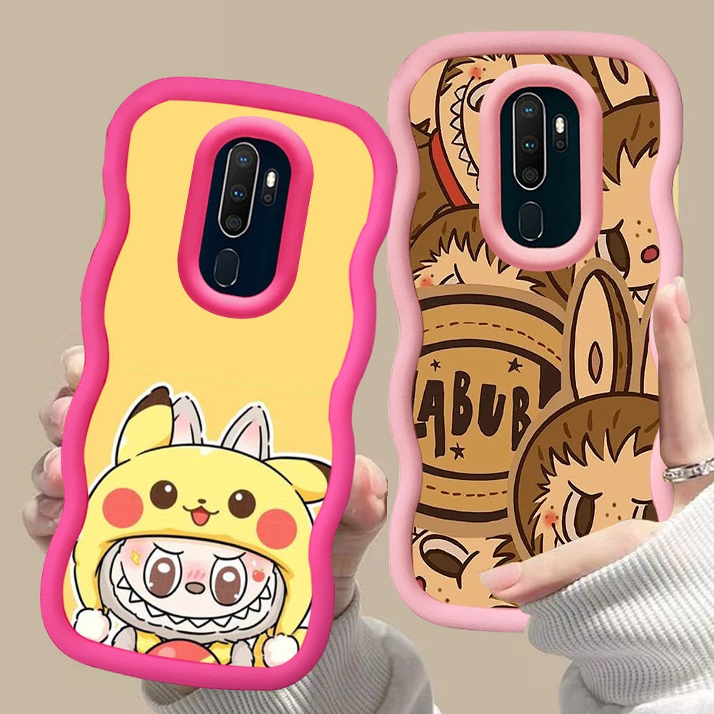 MERAH D-28 Labubu สีชมพูสีแดงปลอกสําหรับ OPPO A5 F11 A9 2020 สีดํา