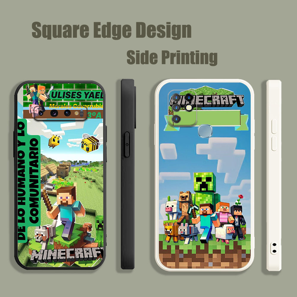 ปลอกสําหรับ OPPO A5 A9 A53 A32 A7X Reno 6 5 Z 2020 5G เกม Minecraft portada BOH17 เคสโทรศัพท์ขอบสี่เ