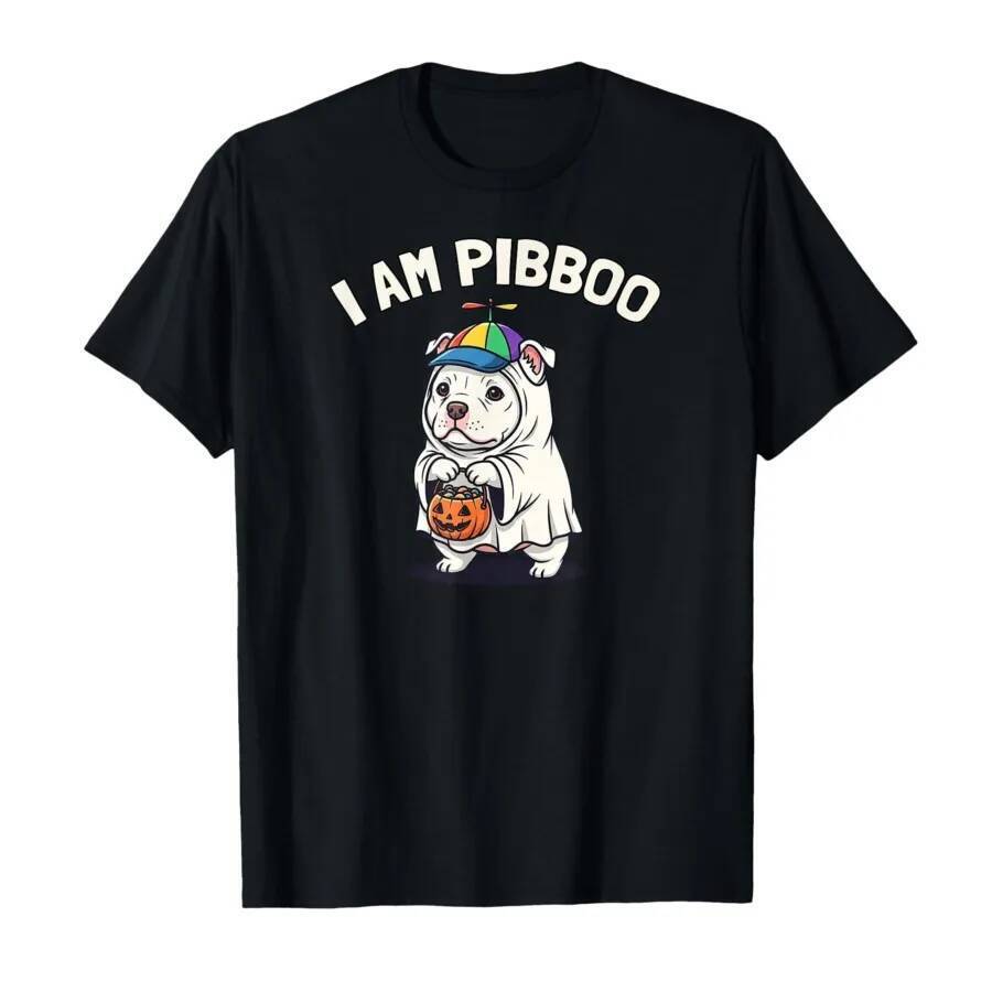 I Am Pibboo Funny Pit Bull Terrier Ghost Halloween Pibble T-shirt For Men Women 100% Cotton T Shirts