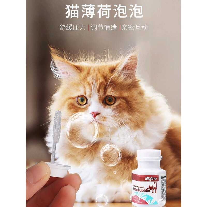 Bioline Catnip Bubble Water Cat Bubble Pet Blowing Catnip Grass Teasing ของเล่นแมวลูกแมว Mini