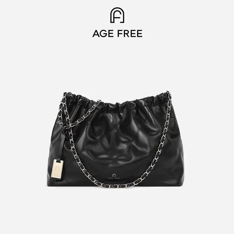 AGE FREE Jisoo Bag กระเป๋าหนังแฟชั่นสะพายไหล่สายโซ่ถัก สายไม่สามารถปรับระดับได้ น้ำหนักเบา สามารถจุข