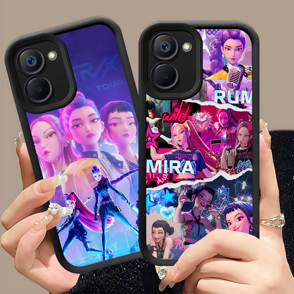 Q-28 Kpop Demon Hunter ขาวดำเคสโทรศัพท์หรับ VIVO IQOO Y03T Y18S Z9 T3 Y03 Y18i Y18 LITE ปกสีชมพู