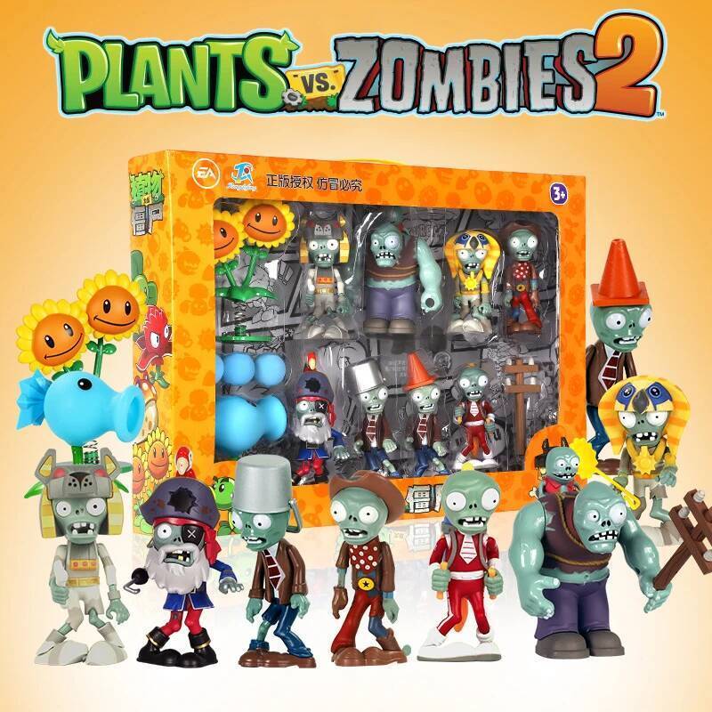 Plants vs Zombies 2 Giant zombie ของเล่น Ice Pea Jetpack Zombie ชุดการ์ตูนเครื่องประดับตัวเลขซิลิโคน