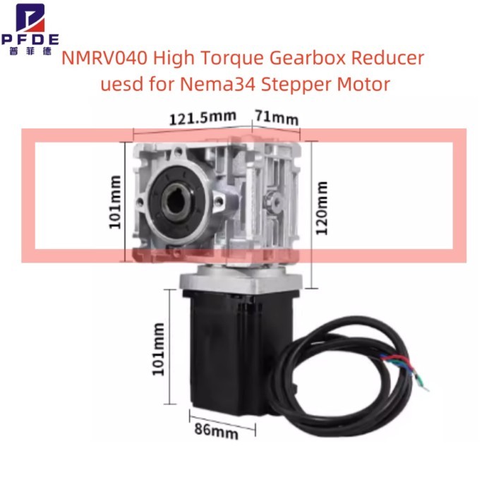 NMRV040 Worm Gear Reducer High Torque Gearbox Reducer uesd for Nema34 Stepper Motor Ratio 5 7.5 10