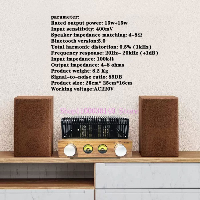 EL84 or 6N14N push-pull tube amplifier, Bluetooth 5.0，British AN circuit, power: 15w+15w，sweet and