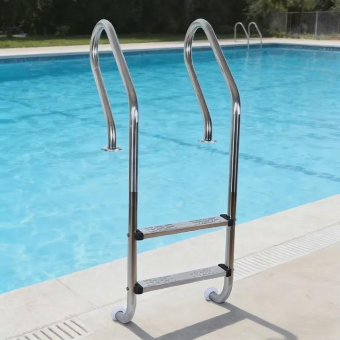 FY 304 Stainless Steel Pool Ladder, Non Slip 2-Step Recessed Swimming Pool Accessory, Custom Size f