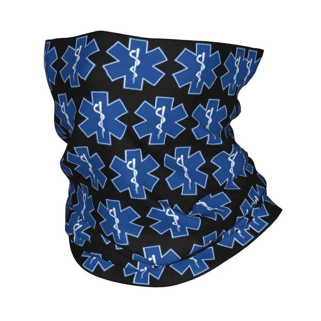 New Star of Life Emt Bandana คอ Gaiter Windproof Face ผ้าพันคอผู้ชายผู้หญิงสีฟ้าสัญลักษณ์ทางการแพทย์