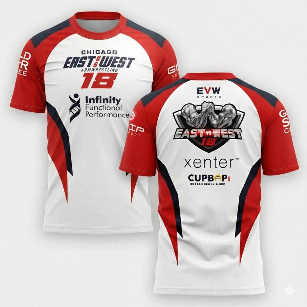 2026 ใหม่ The East vs West Series 16 ถึง 21 Armwrestling เสื้อยืด Atlantic City ผู้ชาย Breathable Qu
