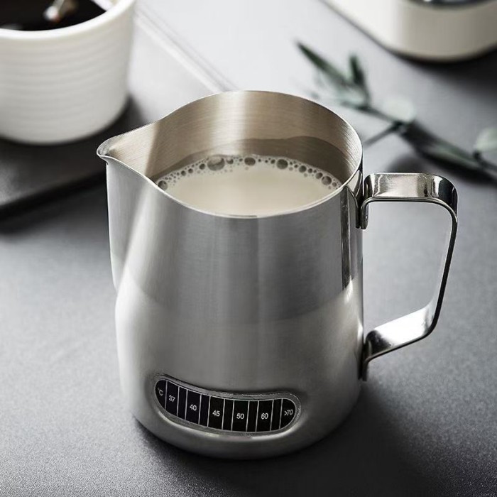 แสดงอุณหภูมิ Latte Art Pot, Coffee Tipped Latte Art Cup, Milk Froth Cup, Latte Art Artifact, สแตนเลส