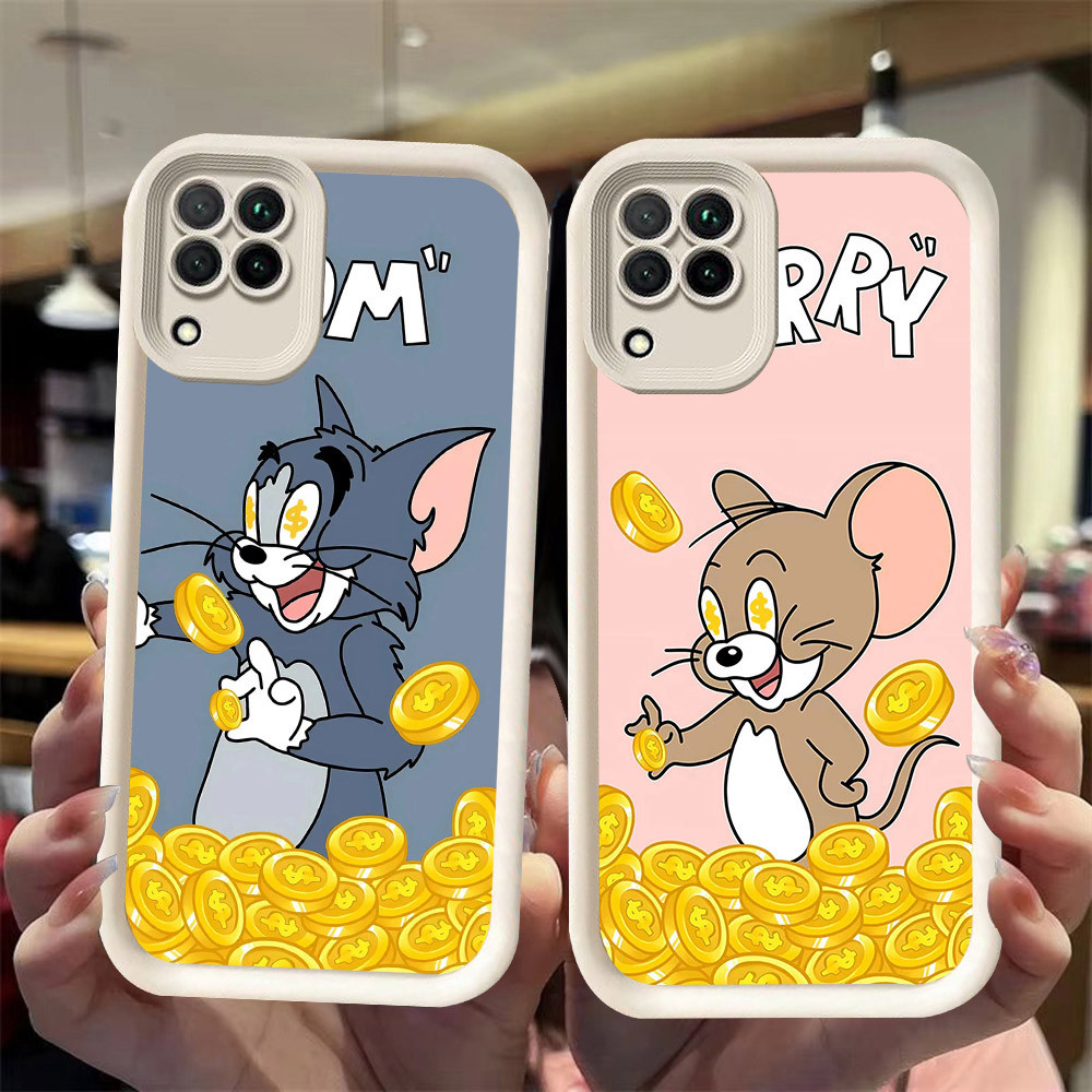 J-27 Cat gold Mouse ดำขาวชมพูเคสโทรศัพท์หรับ Samsung Galaxy F42 A22 M12 A22S A12 5G
