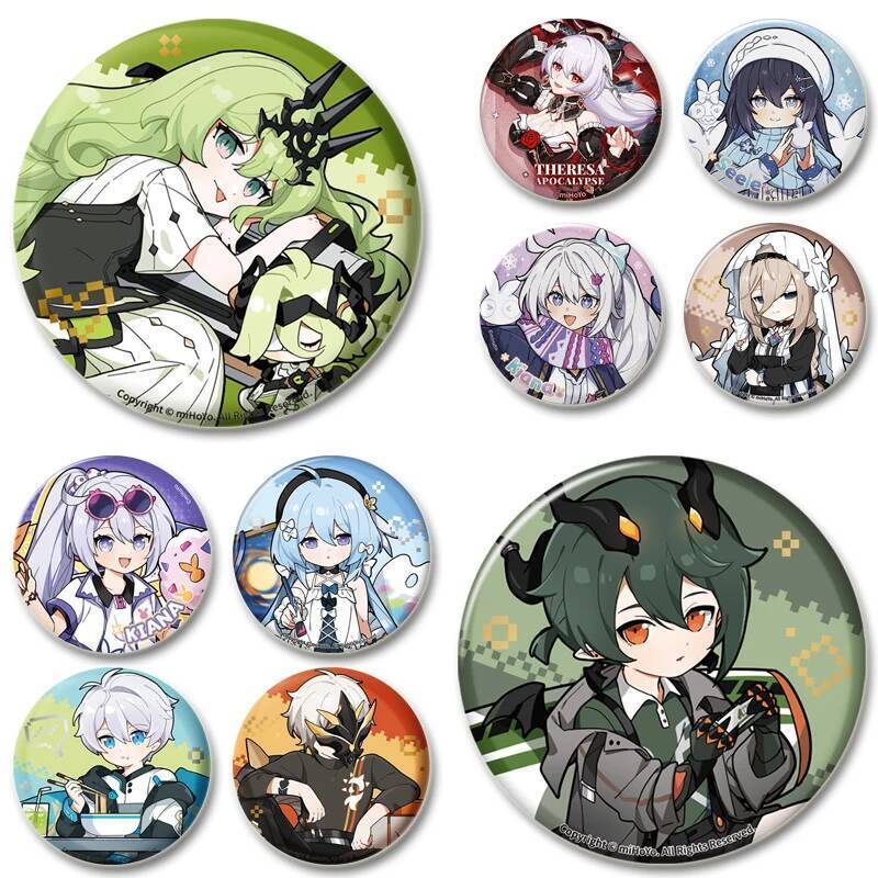 เกมผลกระทบ Honkai 3 Badge Kiana Kaslana Raiden Mei Rita Rossweisse เข็มกลัดคอสเพลย์น่ารักเคลือบ Pins