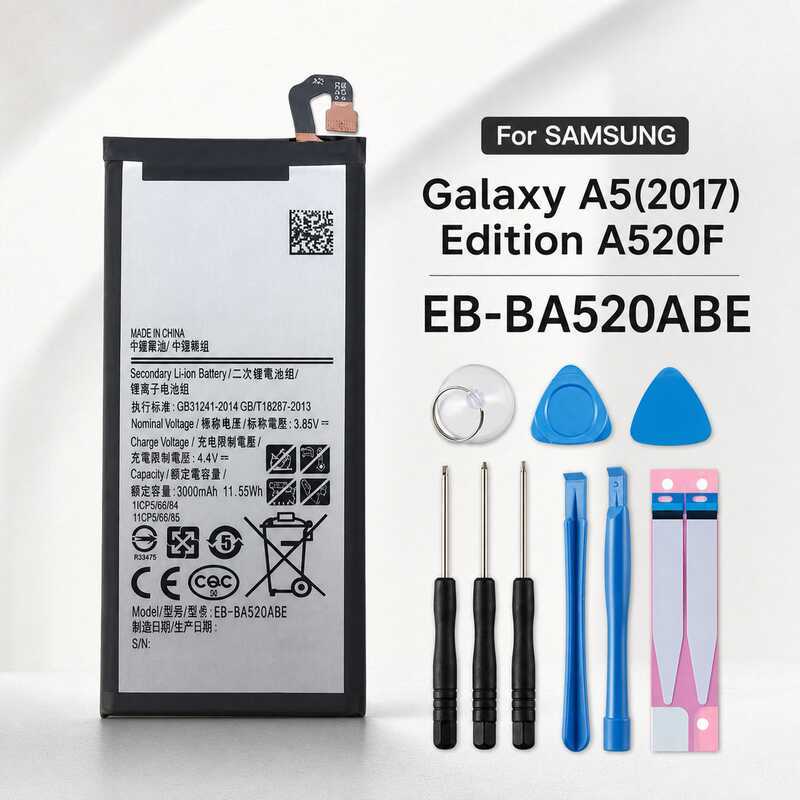 แบตเตอรี่ทดแทน Eb-Ba520abe 3000Mah สำหรับ Galaxy A5 2017 A520 Sm-A520f A520k A520l A520s A520w พร้อ