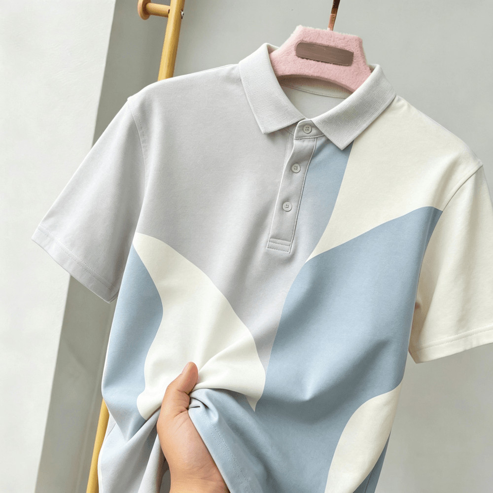 พรีเมี่ยมผู้ชายแขนสั้นเสื้อโปโลลายบล็อกสี Splice Nautical เย็บปักถักร้อยธุรกิจ Casual Office Tops สําหรับชาย 57