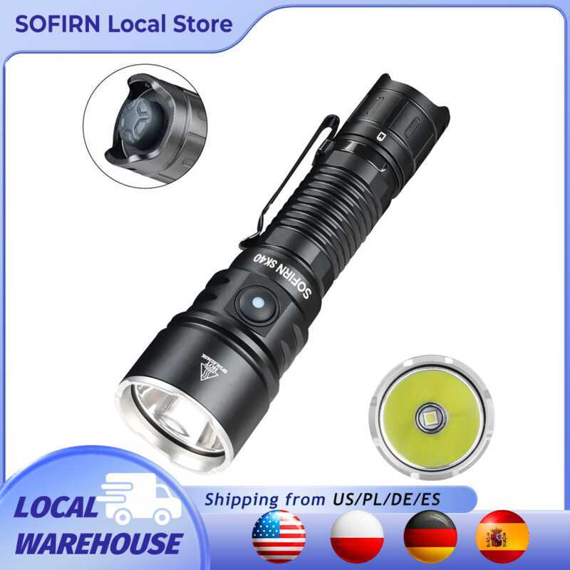 Sofirn SK40 SFT70 LED 3200lm ไฟฉายยุทธวิธี 21700 ชาร์จไฟฉายที่มีประสิทธิภาพ 580M Long-Range พร้อมสปอ