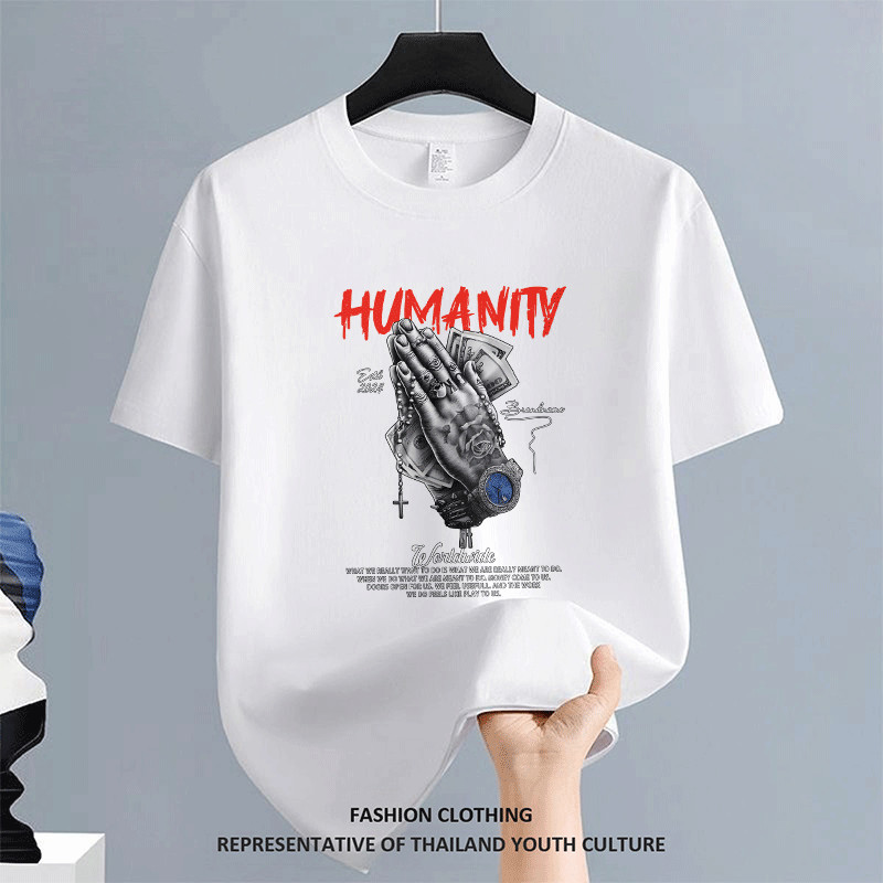 [COD] เสื้อยืดเกาหลี เสื้อยืดแฟชั่น ลายการ์ตูน เสื้อยืด คอกลม สีดําแขนสั้น สีขาว-ดำ สตรีทแฟชั่น เสื้อยืดวัยรุ่น FASHION