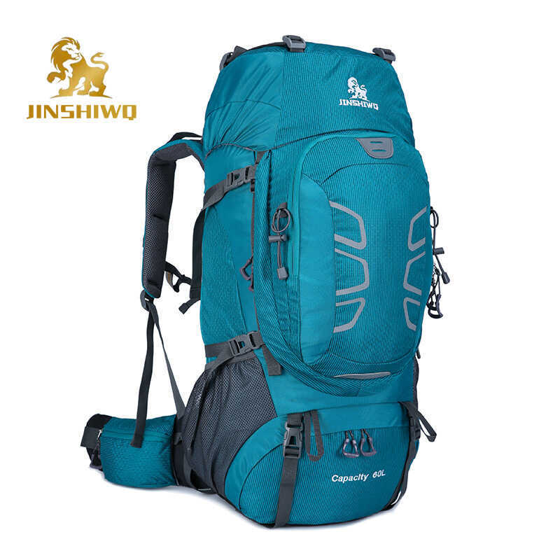 60L กระเป๋าเดินทางเดินป่ากลางแจ้งความจุขนาดใหญ่ Water-Repellent กระเป๋าเป้สะพายหลังเดินป่า 60L Burde