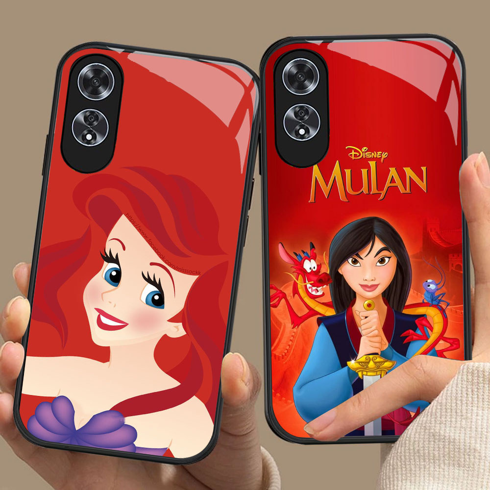 CK-31 Disney Princess Mulan Rapunzel HD Glass Casing สําหรับ OPPO A60 A38 A79 A98 A78 A18 A58 Reno 8