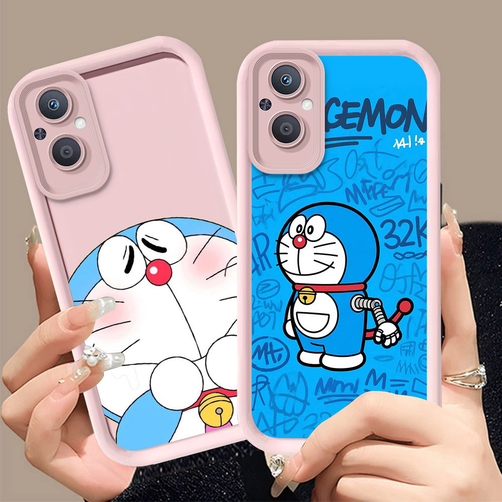 Q-27 Doraemon ขาวดำเคสโทรศัพท์หรับ OPPO Reno A96 8 8Z A76 7 A36 7Z Lite Pro 5G ปกสีชมพู