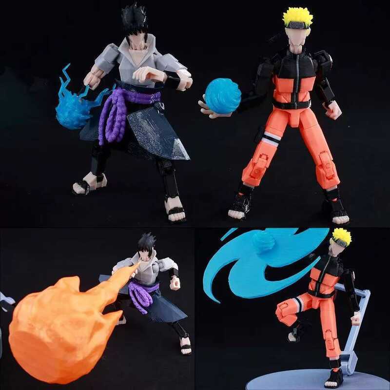 C Naruto Creativity Statue 3D Printing Uzumaki Naruto Uchiha Sasuke Figure Model Action Doll Movabl
