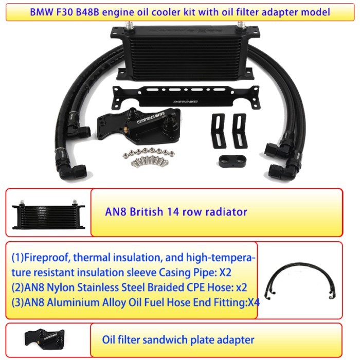 Battle Bee Engine Oil Cooler Kit For BMW F series F30 320i 325i 2.0T B48B Engine Oil Filter Sandwic